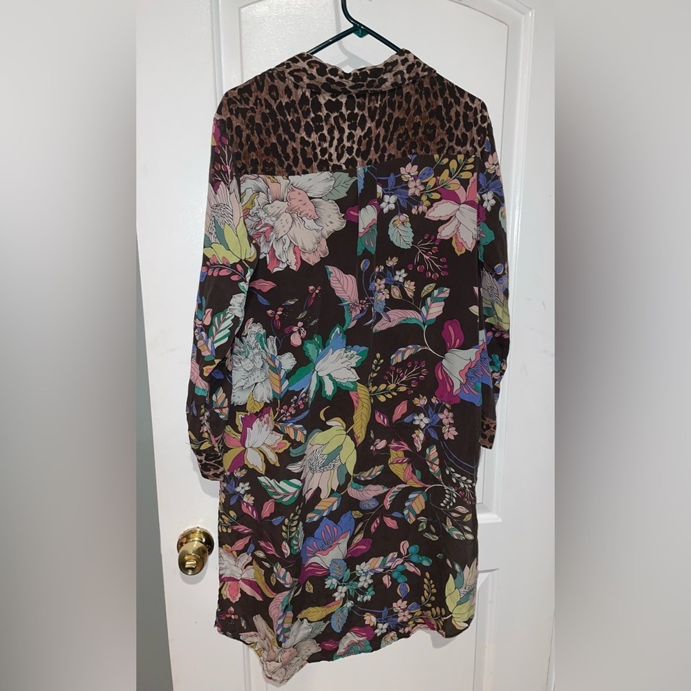 New! Johnny Was Arabella Relaxed Overshirt Tunic Leopard Floral Silk Dress ๐ค S - Picture 13 of 16